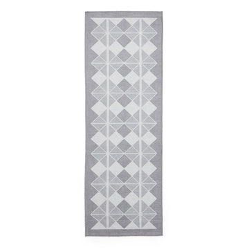 Washable Victoria H1184 Modern Vintage Diamond Grid Triangular Tessellation Lightweight Printed Polyester Flatweave Grey/Light Grey Rug-Think Rugs-Rug Love - The Most Loved Rug Store